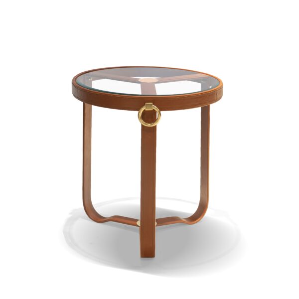 Cognac Leather Side Table